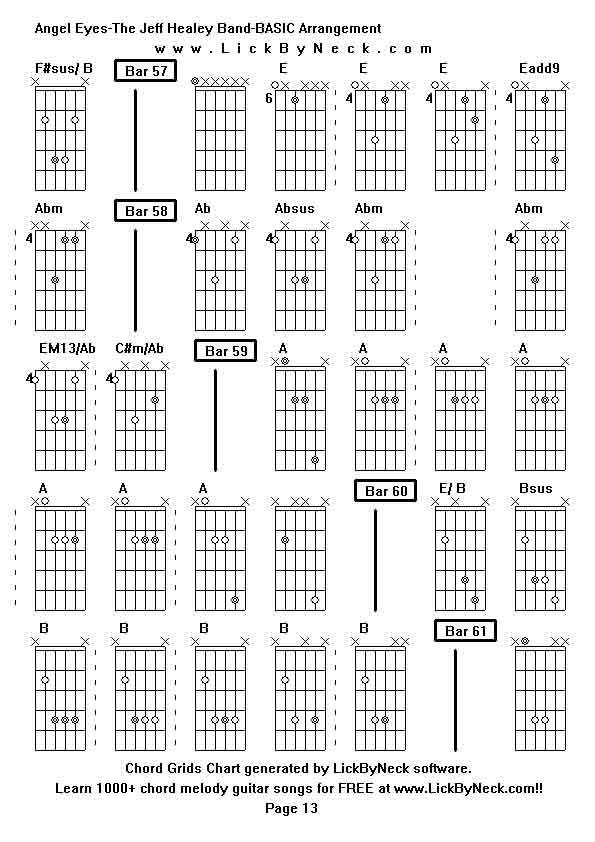 Chord Grids Chart of chord melody fingerstyle guitar song-Angel Eyes-The Jeff Healey Band-BASIC Arrangement,generated by LickByNeck software.